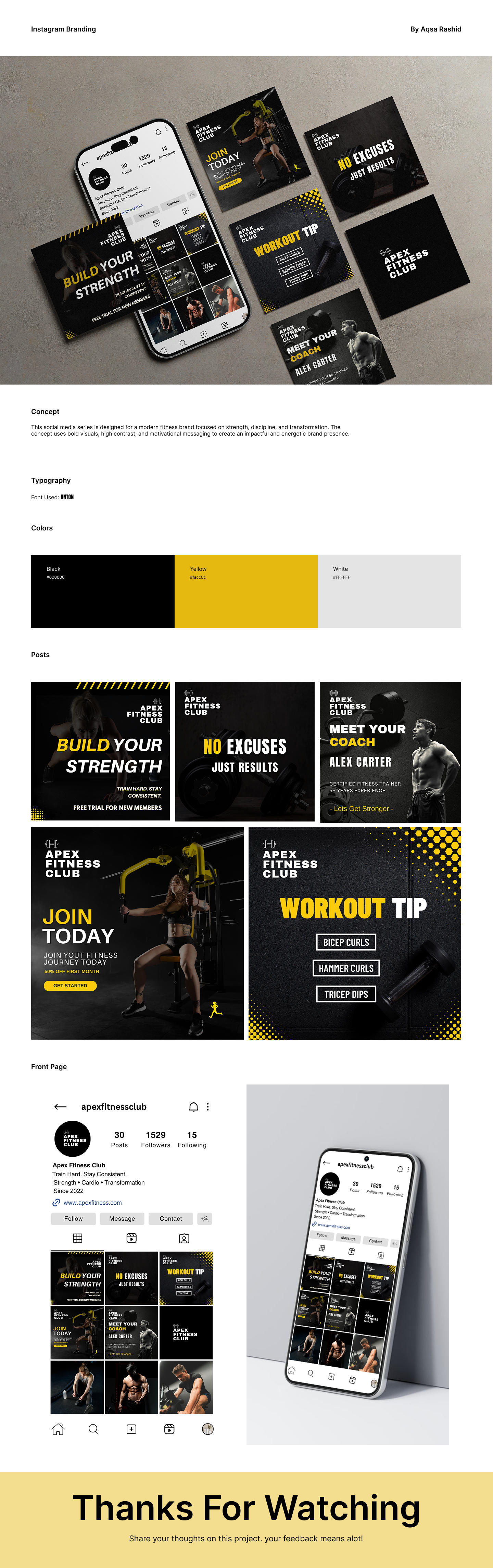 Apex Fitness Club Social Media Branding & Instagram Carousel Campaign by Aqsa Rashid